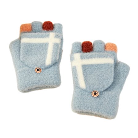 Termisk isolasjon fingerløse teksting ullhansker for kvinner og menn vinter varm strikket konvertible votter klaff