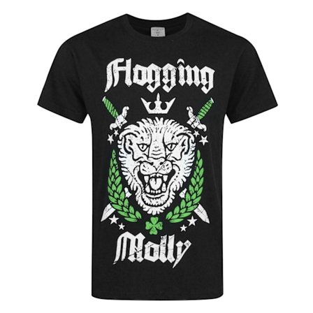 Flogging Molly Herr T-shirt med lejon S Svart/Vit/Grön