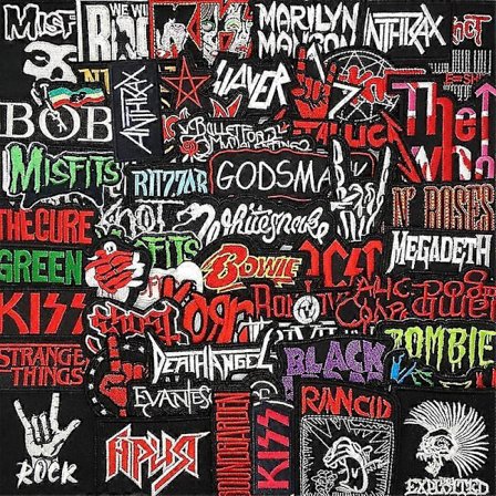 50 st/parti Punk Rock Musik För Sy Stryk På Märken Bokstav Broderi Märke För Kläder Band Applikationer Sömnad Jacka Jeans Hög Kvalitet