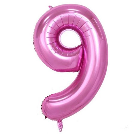 Enorm 102 cm siffer ballong rosa metallnummer 9 ballong