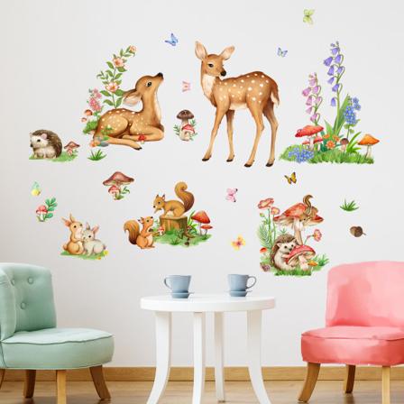 2 Pak Planteblomster Tegnefilm Dyr Vægstikker, Vægsticker