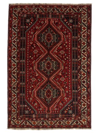 Shiraz Vloerkleed Oosters Zwart/Donkerrood (Wol, Perzië)