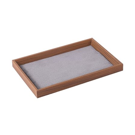 Fladt Smykkeskrin i Massivt Træ (2 Størrelser), Grå