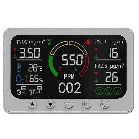 Pt02 Smart CO2-måler Kvalitetsmonitor med LCD-skjerm Wifi-kontroll Karbondioksidsensor Tester (P