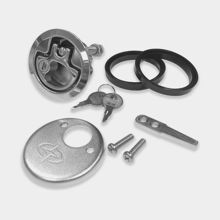 Quincaillerie de plancher Roca, Ø61.5 mm, verrouillable, à ressort, en acier inoxydable AISI 316 résistant aux acides