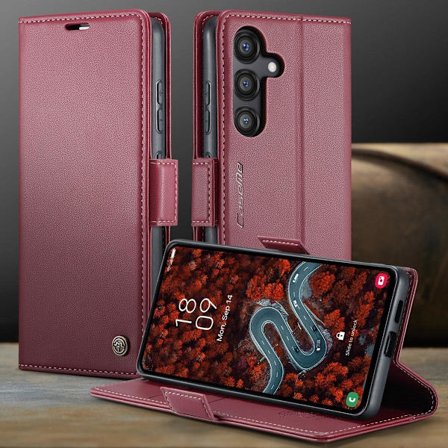 (För Samsung Galaxy S23) Läderfodral med RFID-skydd och magnetstängning för telefon