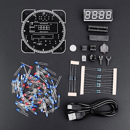 LED Digitalt Ur Kit DIY Lysstyring Temperaturvisning Blå