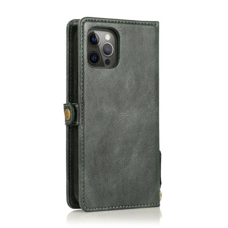 Elegant lommebokdeksel i skinn til iPhone 15 Pro Max Dark green