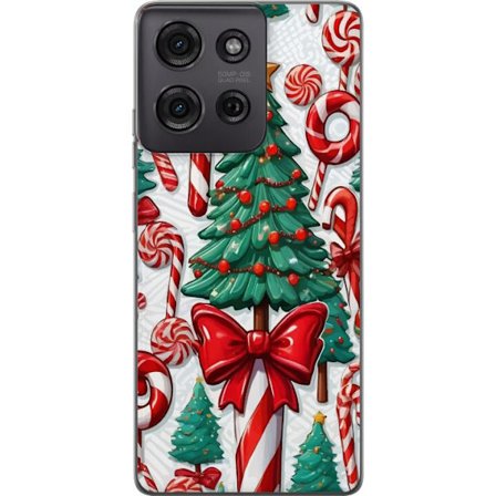 Kompatibel Mobilcover til Motorola Moto G75 Juletræ slikkager julgran ferie slik retro design kunst