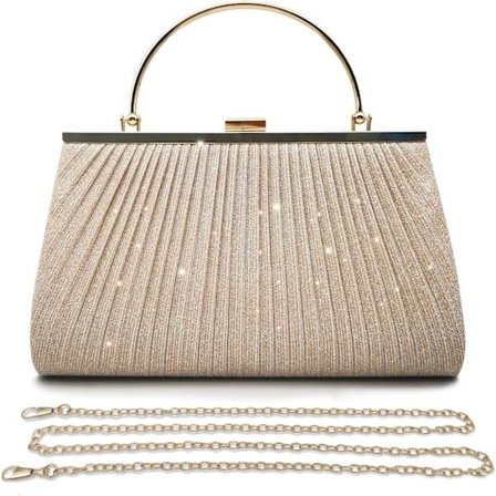 Kveldsvesker Party Clutch Veske Bryllupsveske Dame Håndveske Seremoni Vesker Skulderveske med Kjede for Bryllup Brud Bankett 2-oro