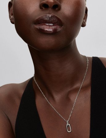 Pandora Sterling Silver Openable Link Pendant Necklace With Clear Cubic Zirconia - Silver - 50 CM