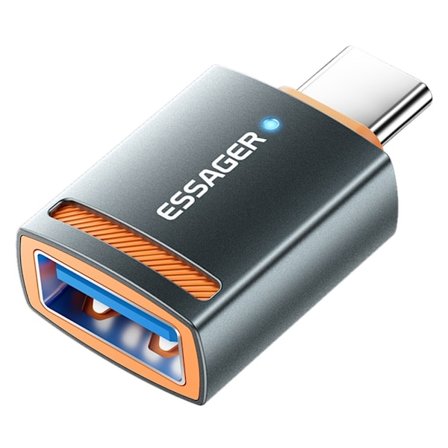 ESSAGER USB-C Till USB-A Adapter Grå