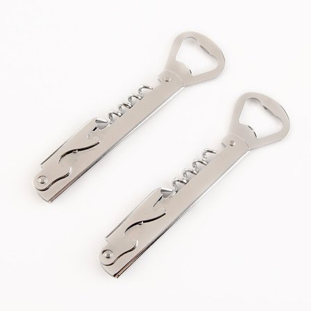 Flaskeåbner 14cm rustfrit stål (2 stk.)