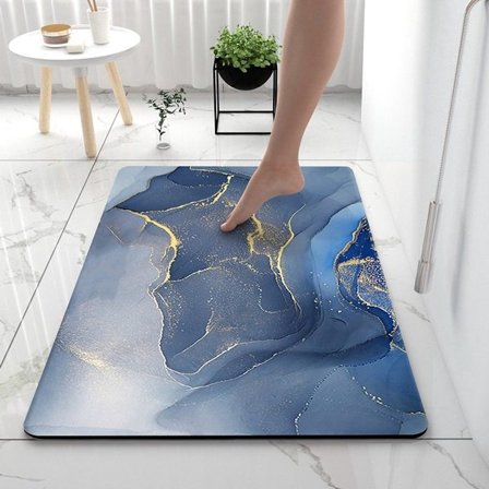 Badrumsmatta, Badmatta, Duschmatta, Diatomit Badrumsmatta, Absorberande Badrumsmatta, För Dusch och Bad, 40 x 60 cm, 40 x 60 cm-Kungsblå