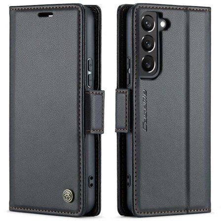 Samsung S21 - Case Premium Leather RFID Beskyttet CaseMe Svart