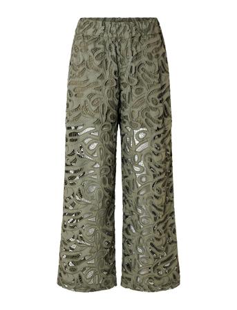 Slfallia Hw Broderi Pant B Bottoms Trousers Culottes Khaki Green Selected Femme