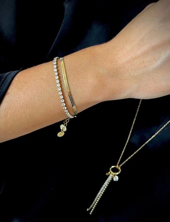 Bud to rose Ice Tennisbracelet 3Mm Gold - Gold - ONE SIZE