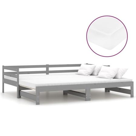 Vidaxl Dagbädd Utdragbar 2x(90x200) Cm Grå Massiv Furu Grå