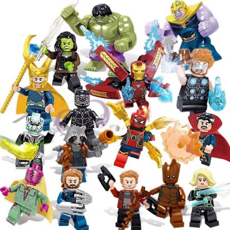 16 stk Superhelt Actionfigurer Minifigurer Byggesett Leke