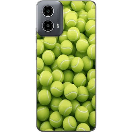 Kompatibel Mobilcover til Motorola Motorola Moto G34 Mønster af grønne tennisbolde i høj detalje, sporty motiv med gentagende tekstur og stærke fa
