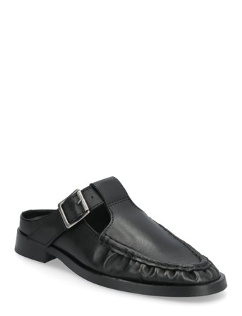 Gianna Black Buckled Mules Black MIISTA