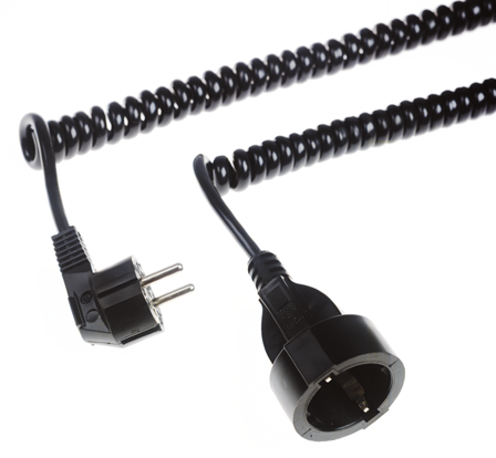 Z 2404595 Ledningsstativ spiraliseret, sort, 2,5 m, Forbindelsesudstyr & kabler