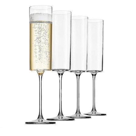 Glas Champagne 4 Pack 6-ounce Champagneglas 4st Set, Premium Square Edge Blåst Glas Vinglas The Best
