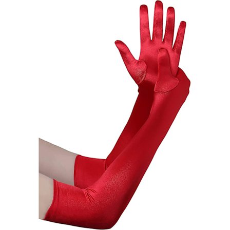 Liangnv Long Opera Party 20-luvun satiinihansikkaat joustavat aikuisen kokoiset kyynärpituus - -