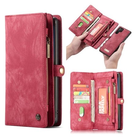 CaseMe Samsung Galaxy Note 10 Plus Zipper Wallet kotelot - Punainen