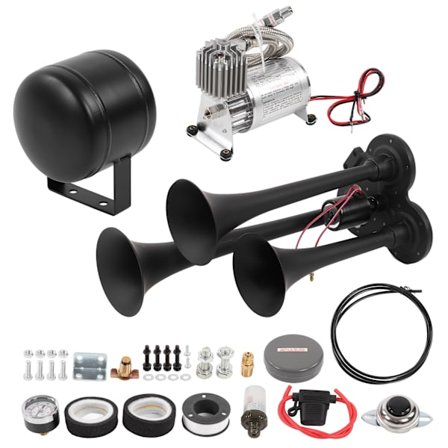 3 Trompet Luft Horn Bil Trompet Kit med 0,5 Gallon Tank 150db 150PSI til 12V Lastbiler Biler Både