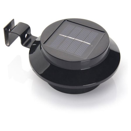 1 stk solcellelykter for takrenner, utendørs solcellelykter med justerbar brakett, for gjerde, hage, vegg, gårdsplass (svart, hvitt lys) KLB