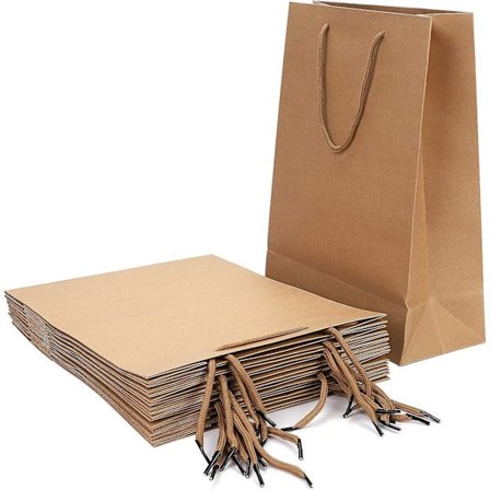 Dww-10 st Kraftpapperspåsar Stora Julgåvoväskor Handväska med Handtag Presentpåsar Återvinningsbar Förpackning Godispåsar Crazy Bag