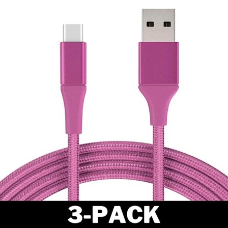 2M USB til USB-C Kabel Nylon Hurtig Opladning Pink