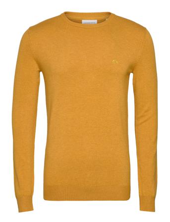 Mélange Round Neck Knit Strikkegenser M. Rund Krage Gul Lindbergh