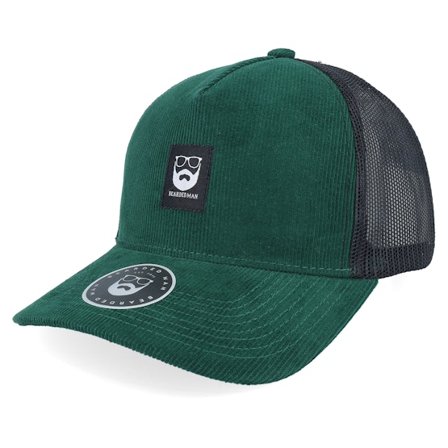 Bearded Man - Green trucker Czapka Z Daszkiem - Bm Logo Black Woven Corduroy Green/Black A-frame Trucker @ Hatstore