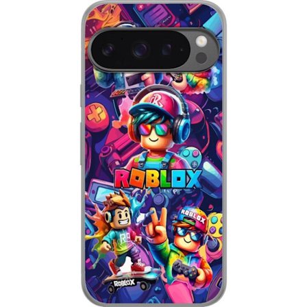 Kompatibel Mobilcover til Google Google Pixel 9 Pro XL Farverig Roblox gaming gruppe med hovedtelefoner, controllere og neonfarver perfekt til børn o