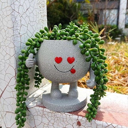 Svingende Ansikt Plantepotter, Veggoppheng, Smilende Ansikt Resin Blomsterpotte For Blomster