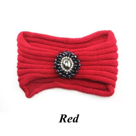 Neulottu otsapanta Leveä korvanlämmitin Stretch Turban RED - spot-myynti