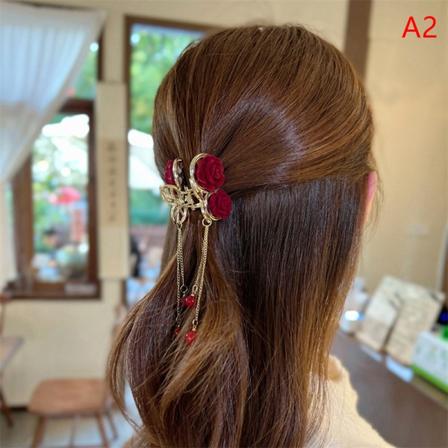 Fashion Girl Metal Rose Rhinestone Hårklämmor för kvinnor Barrett A2