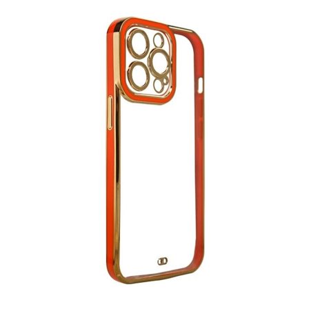Modefodral för iPhone 13 Pro Max Gold Frame Gel Cover Red