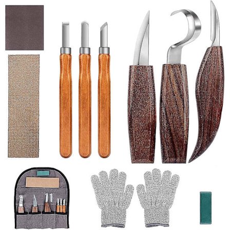 -10 puunveistotyökalua, puunveistossetti sisältää 3 puutaltan, 3 puunveitsen, veitsisarjan, ammattimaiset puunveistotyökalut