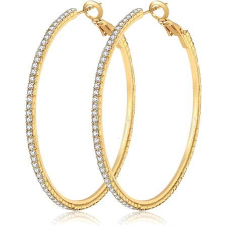 1 st Stora Rhinestone Högörhängen Stora Kubiska Zirkonia Högörhängen Tunna Rhinestones Runda Högörhängen för Kvinnor 5