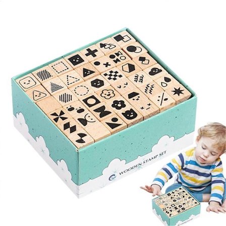 Geometrinen eläinleimasinlelusetti, 42 osan leikekirjatarvikesetti