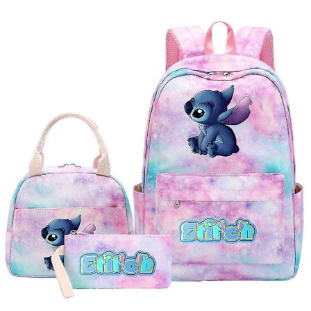 3-delars Lilo och Stitch Ryggsäcksset - Multi-ficka Rese Skolväska för Kvinnor & Män - Högkvalitativa Mochilas för Tonåringar, Casual Stil