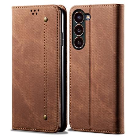 SKALO Samsung S24 Jeans Lompakkokotelo - Ruskea Brown