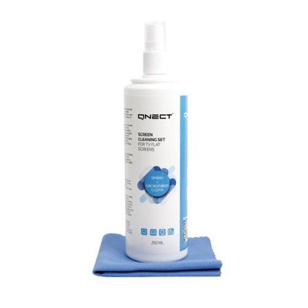Qnect skärmrengöring – spray 250 ml med mikrofiberduk