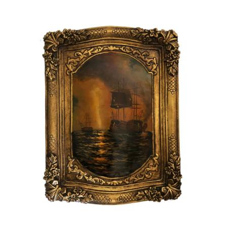 Krig På Havet, Oljemålning Med Ram, Innermått 20x25 Cm Multifärg One Size