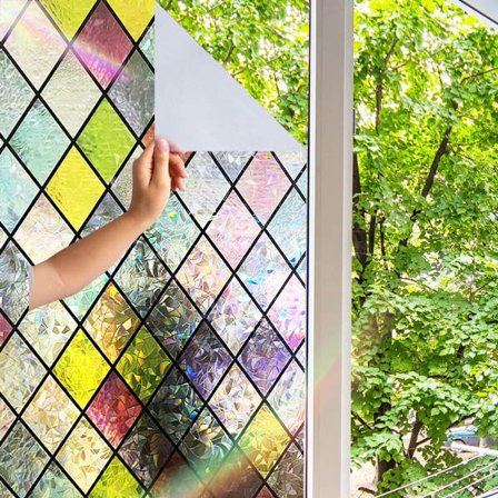 ApexArte Ikkunakalvo Lasimaalaus - Itseliimautuva - Antiikkityylinen - Lyijy Sateenkaari