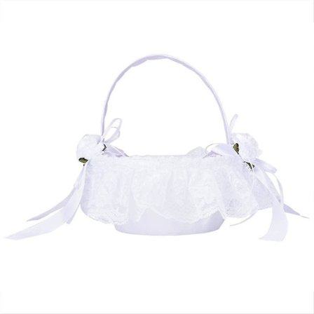 Romantisk Bryllupsblomst Blonderibånd Kurv Ceremoni