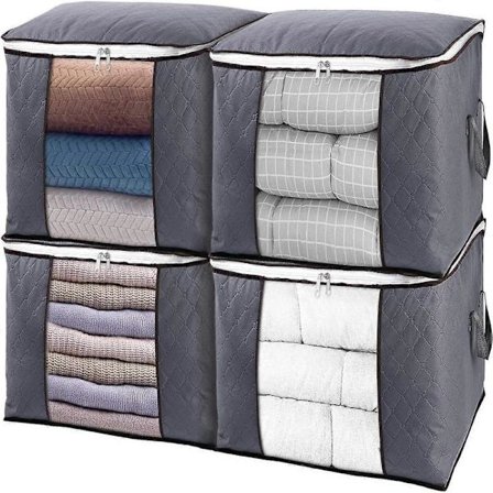 Suuret säilytyspussit vaatteille, 4 kpl vaatekaappisäilytyspusseja peitoille, huoville, vuodevaatteille, kokoontaitettava - Täydellinen